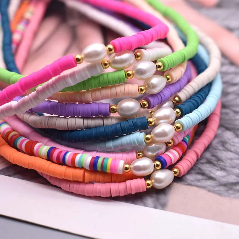 Ожерелье из натурального пресноводного жемчуга полимерной глины |