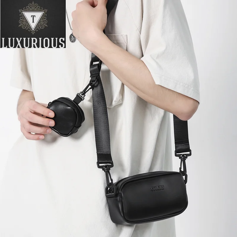 

Fashio 2pcs Crossbody s 2023 New Trend Small Shopping Shoulder for Men High Quality PU Leather Unisex Messenger Bag Male