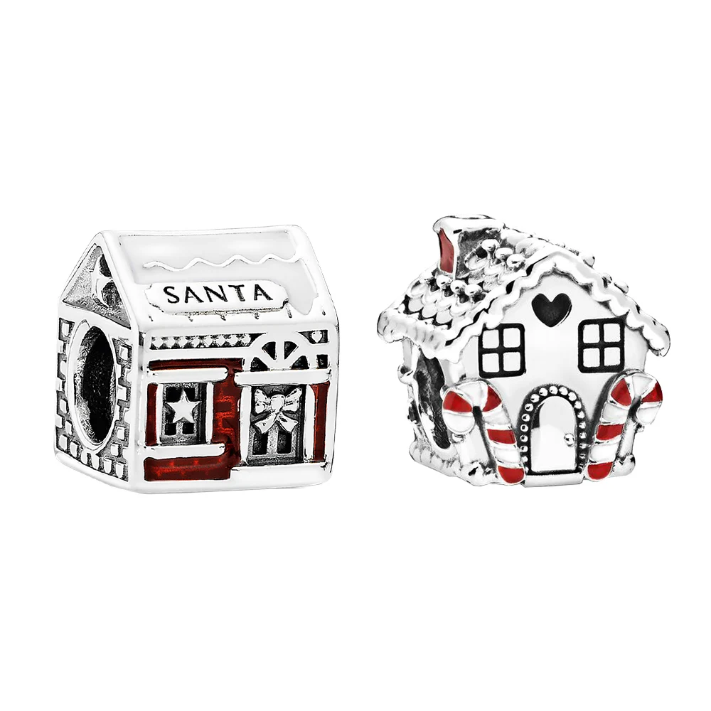 

Christmas Element House Shape Charm Pendant 925 Silver Fit For Pandora Gorgeous Feast Classic DIY Jewelry Woman Gift