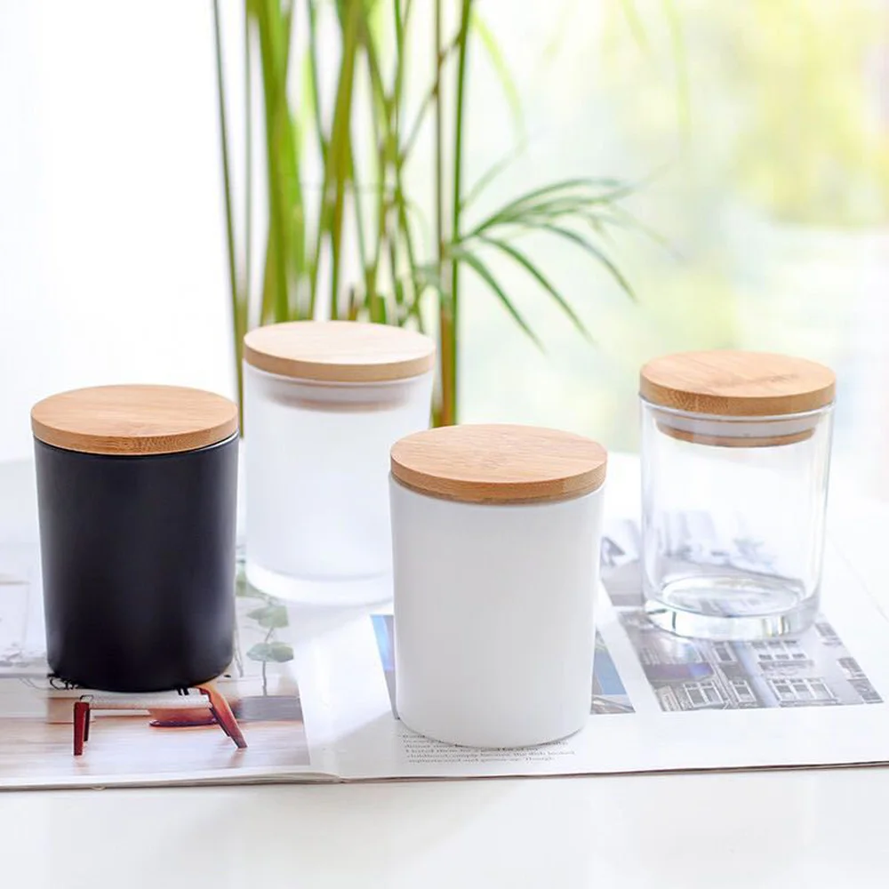 

200ml round shape glass candle cup&candle jar&candle holder&candle stick with wood cap