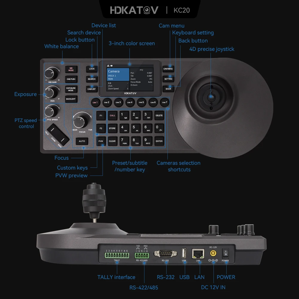Фото Новая HDKATOV: Хит продаж! PTZ-камера для конференций с AI-отслеживанием, 4K, HDMI, LAN, USB 3.0, PoE, для прямых трансляций + IP-контроллер №1