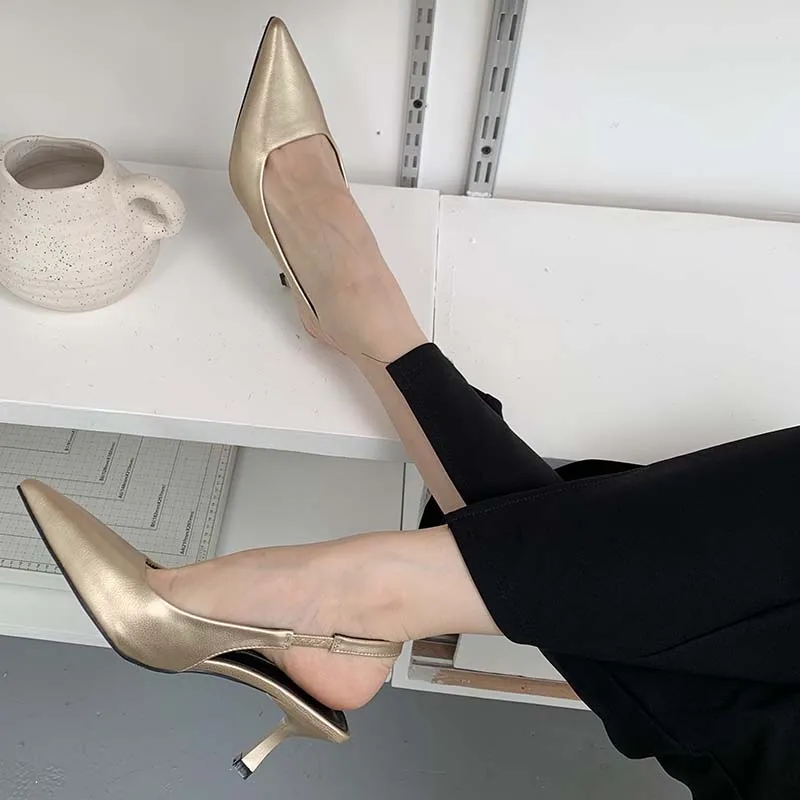 

Shallow Ladies Pumps Shoes Slingback Pointed Toe Party Female Casual Outdoor Slides Slip On Elegant Women High Heels Sandals