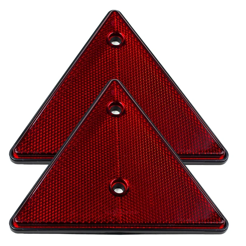 

2Pcs Red Rear Reflectors Triangle Reflective For Gate Posts Safety Reflectors Screw Fit For Trailer Motorcycle Caravan