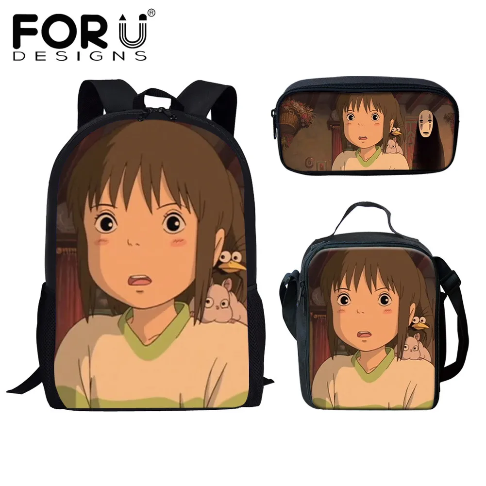 Комплект школьных ранцев FORUDESIGNS с аниме-рисунком, большие Молодежные портфели для мальчиков-подростков, сумка для начальной школы