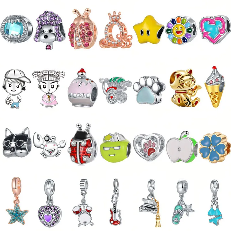 

Новые модные очаровательные оригинальные божьи коровки, электрические аксессуары, подходят для оригинальных женских браслетов Pandora, ювелирные изделия