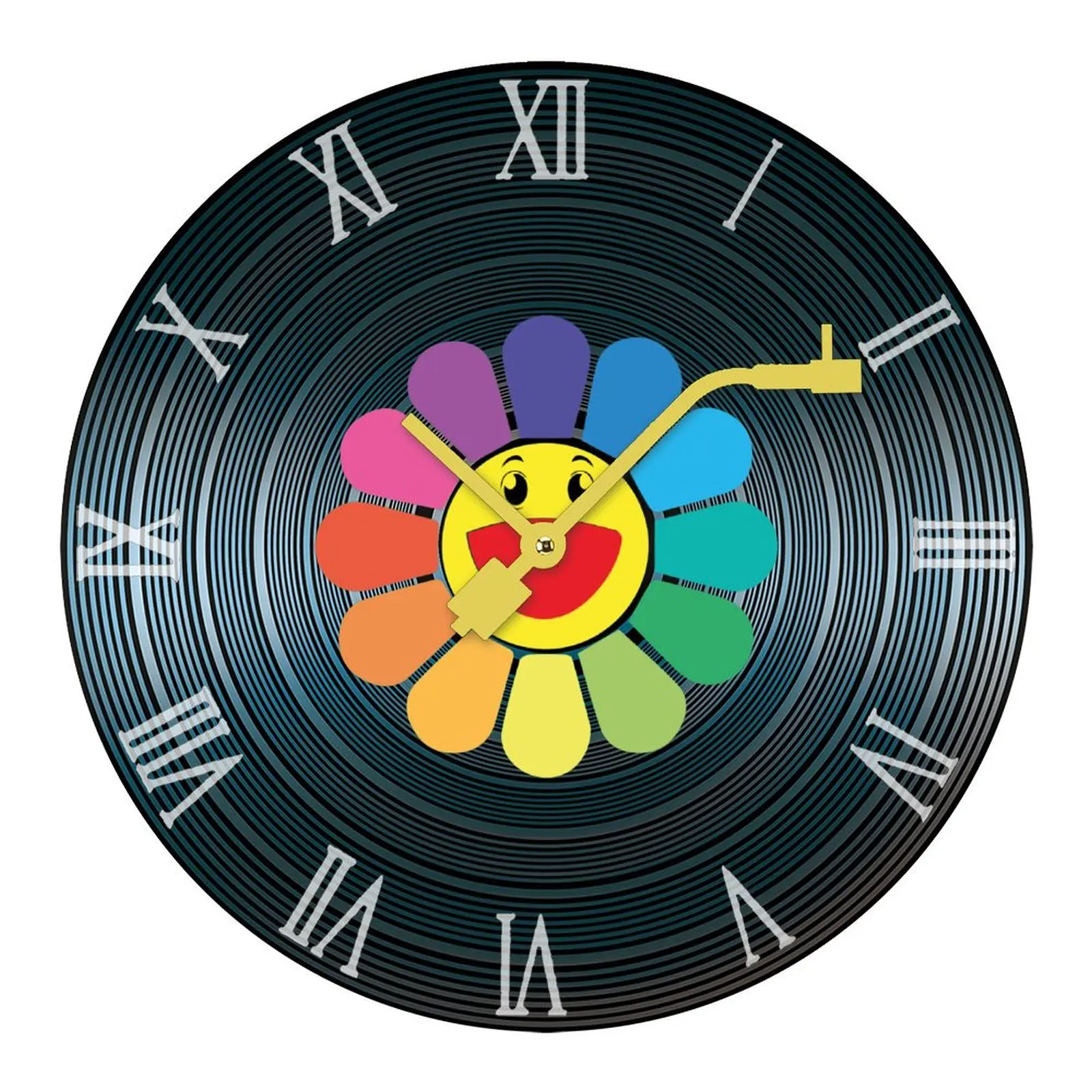 

Takashis Murakami Happy Flower Takashis Murakami - DIY Mute Graphic Home Decoration NewRecord Wooden Wall Clock Living Room Nerd