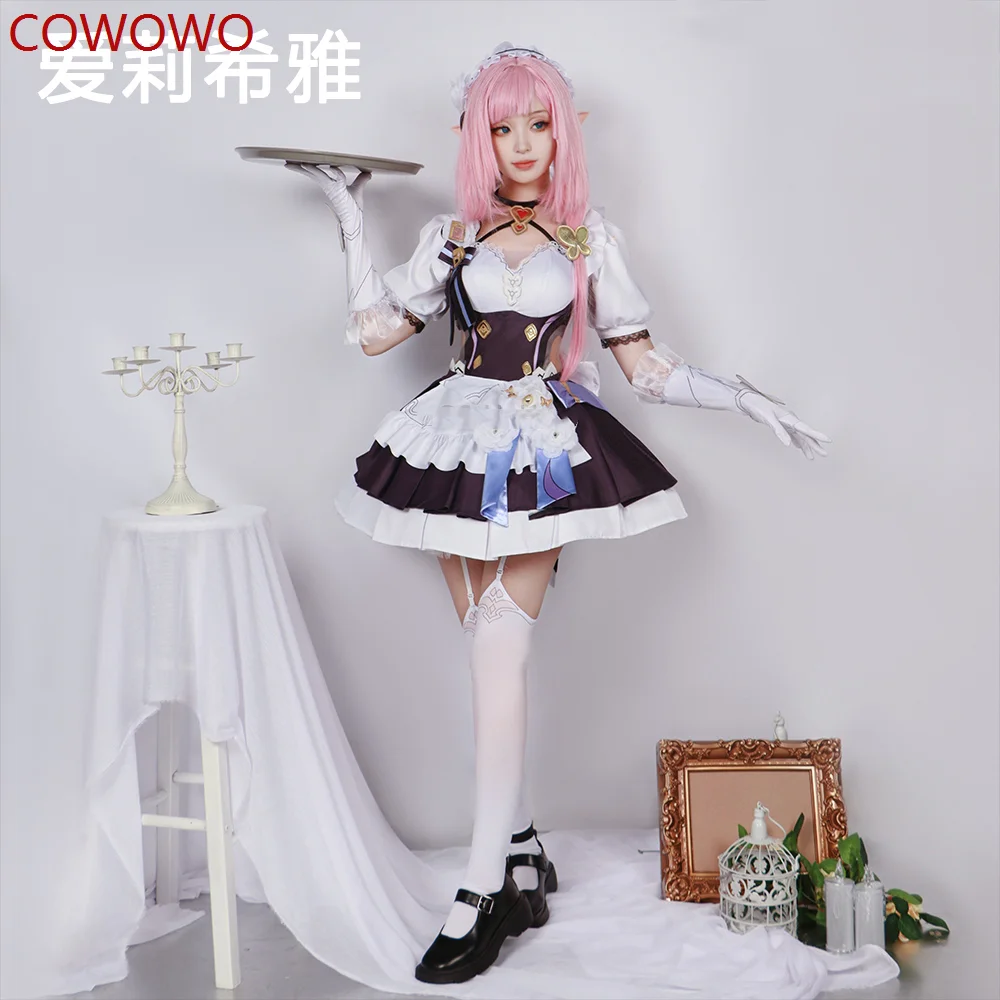 

COWOWO Honkai Impact 3rd Elysia Miss Pink Fairy Милая горничная платье красивая форма Косплей Костюм Хэллоуин наряд для вечеринки