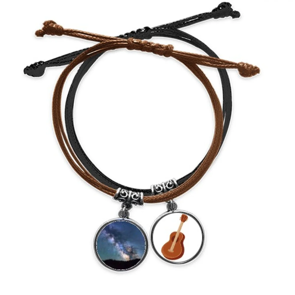 

Blue Dark Stars Clouds Art Deco Fashion Bracelet Rope Hand Chain Leather Guitar Wristband