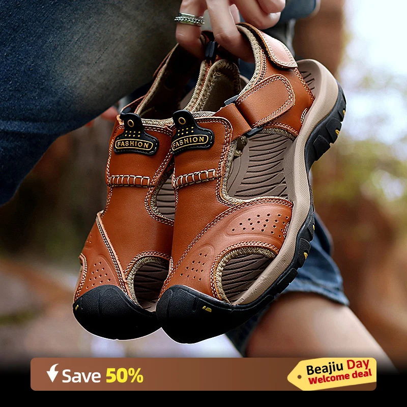 Летние мужские сандалии из натуральной кожи мужская повседневная обувь уличные