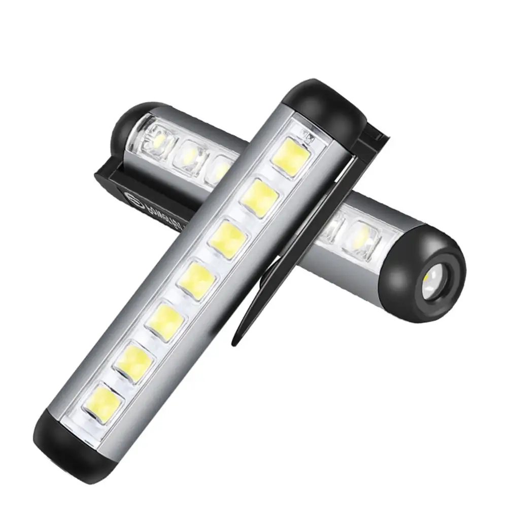 

2 Portable rechargeable flashlights with built-in 500 mah battery rechargeable magnet core Led headlight with pen clip