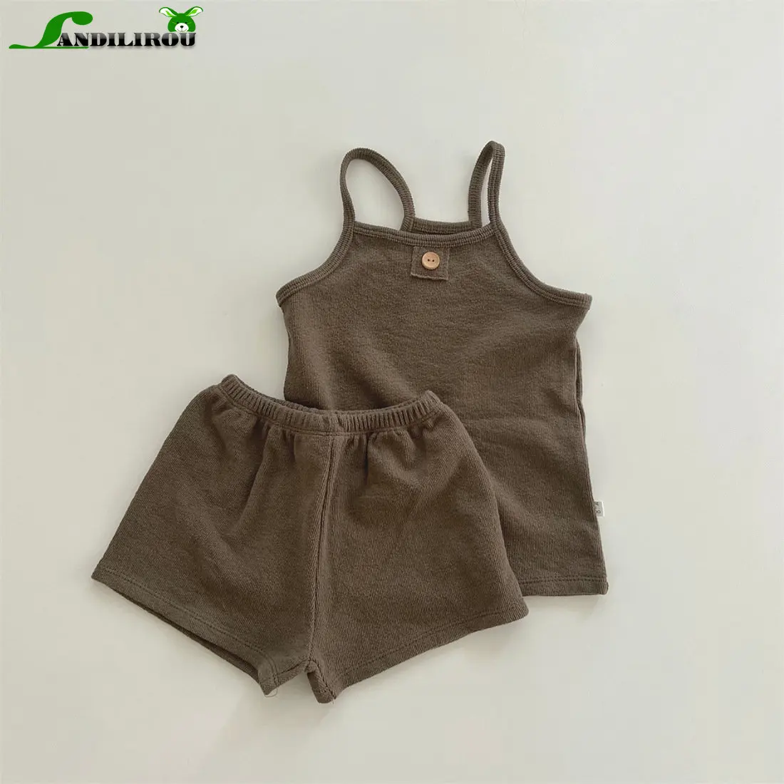 

New In Kids Baby Girls Boys Sling Solid Color Top Vest+shorts Infant Thin Cotton Clothing Set Toddler Children 2pcs 아동복
