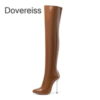dovereiss 2022 fashion brown over the knee boots womens shoes winter pointed toe stilettos heels sexy elegant41 42 43 44 45 46