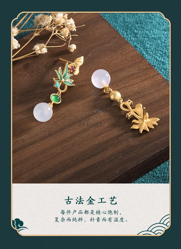 Изысканные серьги-гвоздики с имитацией нефрита модные массивные серьги цветком