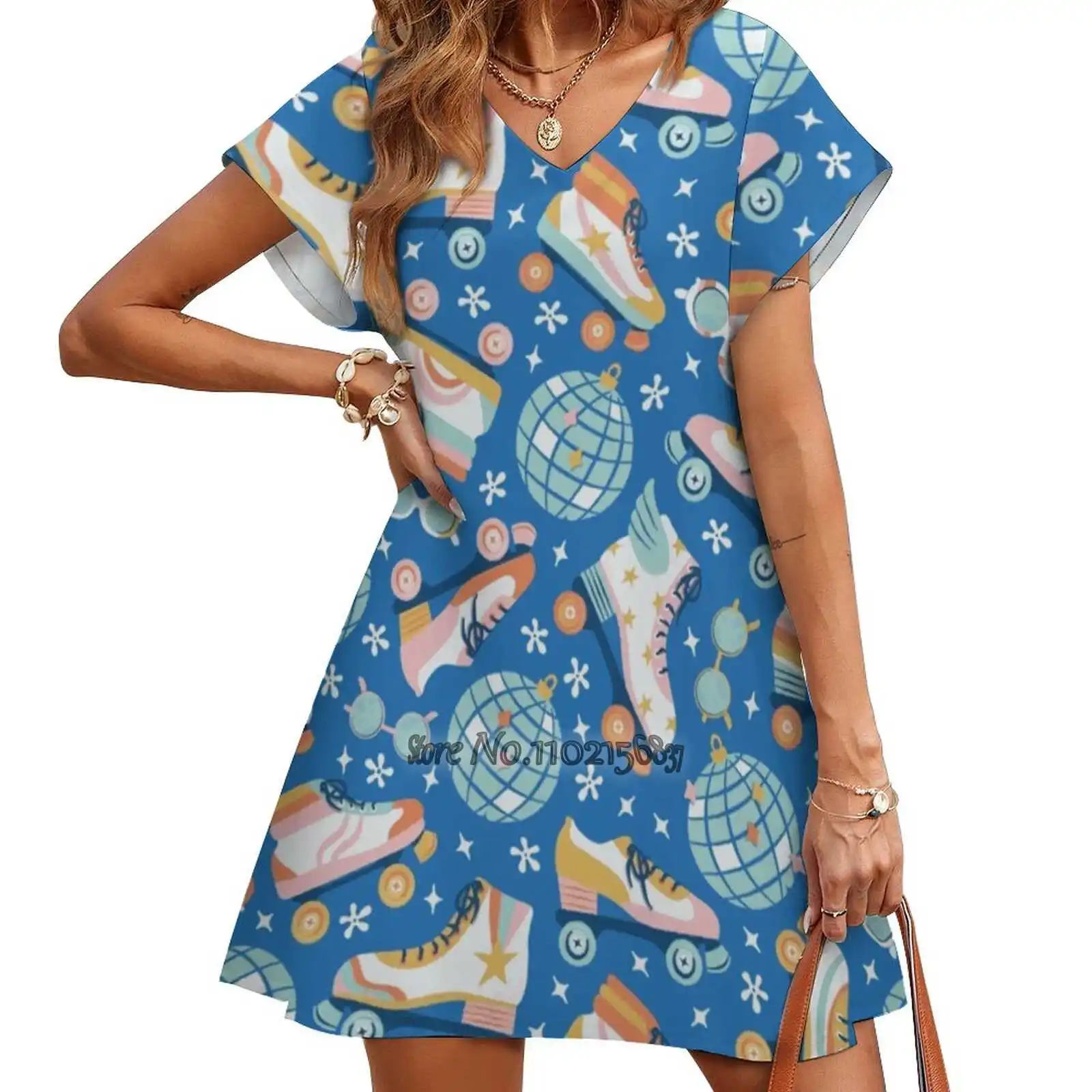 

Платье для роликовых коньков с V-образным вырезом и коротким рукавом