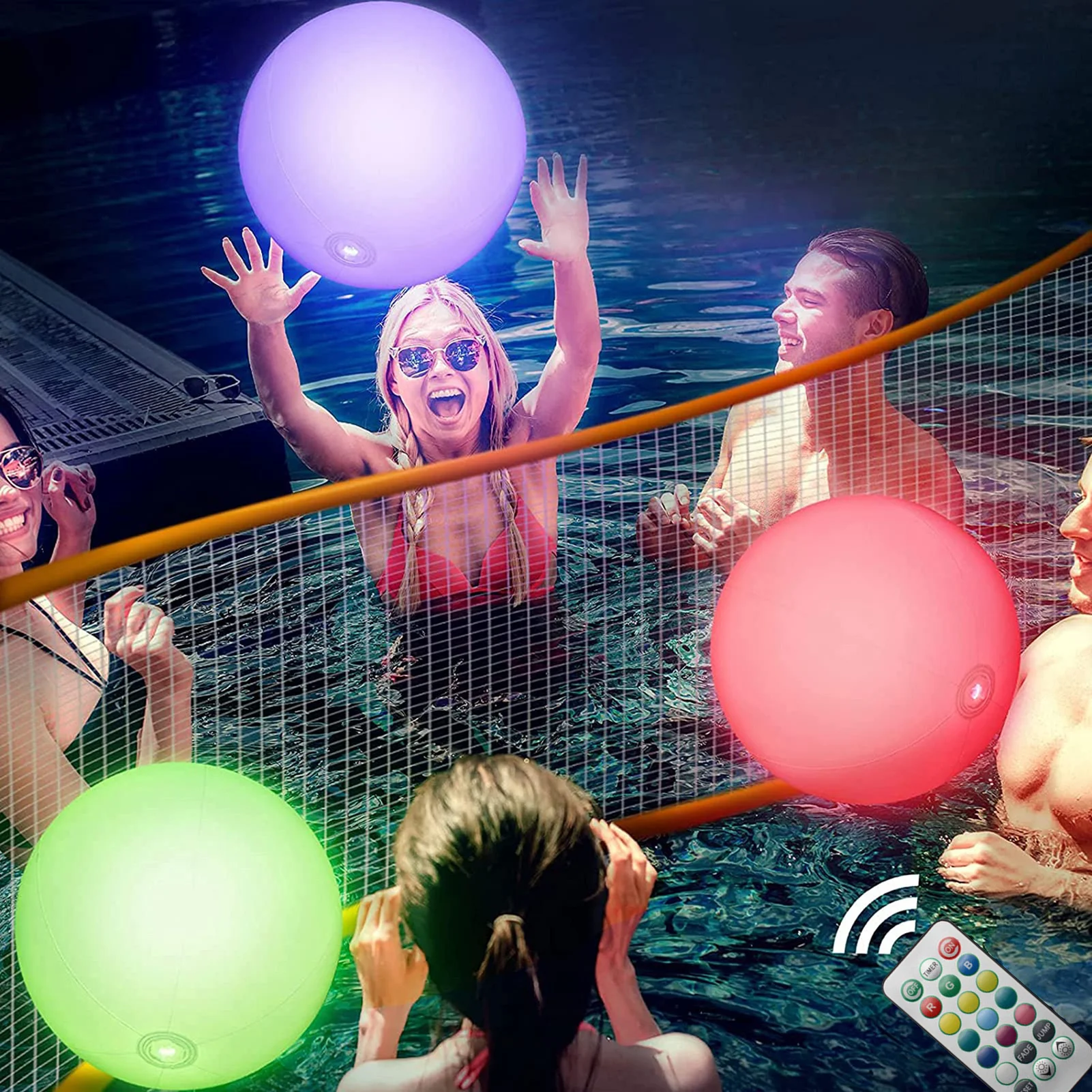 

New Glowing Beach Ball Remote Control LED Light Swimming Pool Toy 13Colors Luminous Ball Inflatable Beach Ball Party Accessories