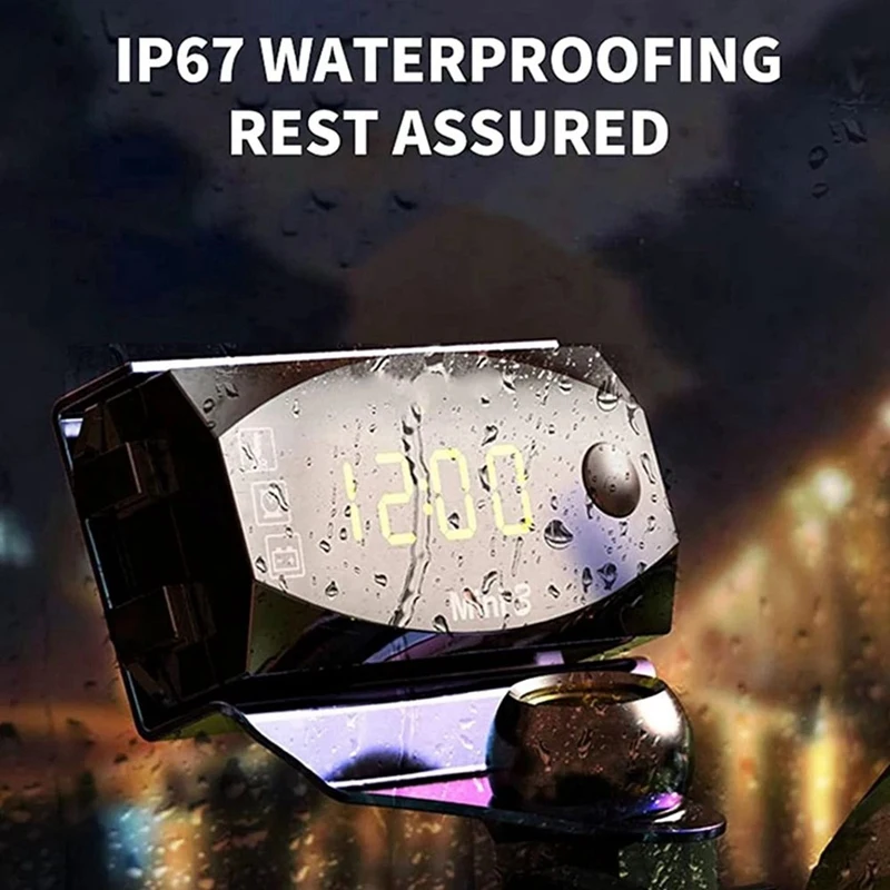 Вольтметр с ЖК-дисплеем водонепроницаемые IP67 цифровые часы для мотоцикла