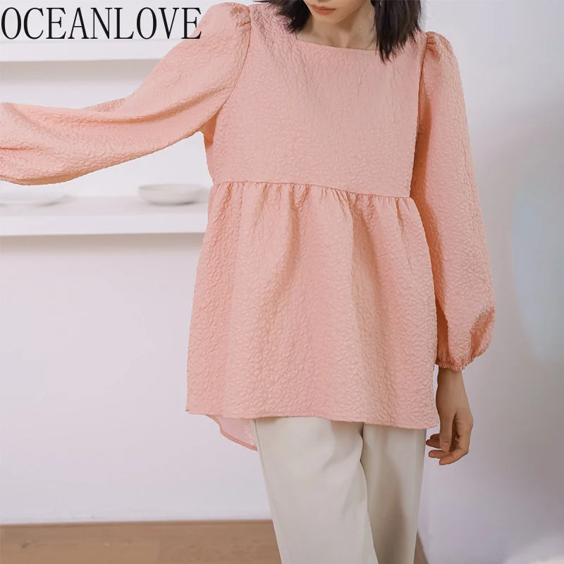 

Pu Sleeve Spring Autumn Women Shirts Japan Style Solid Elegant Blusas eminina Vintage Loose Sweet Blouses