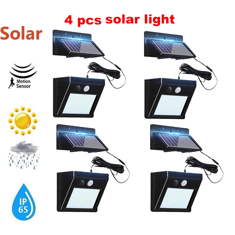 

30 LEDs light PIR Motion Sensor Outdoor Waterproof Solar Powered lamp Waterproof Wall for Garden Yard Path Decoration indoor hom