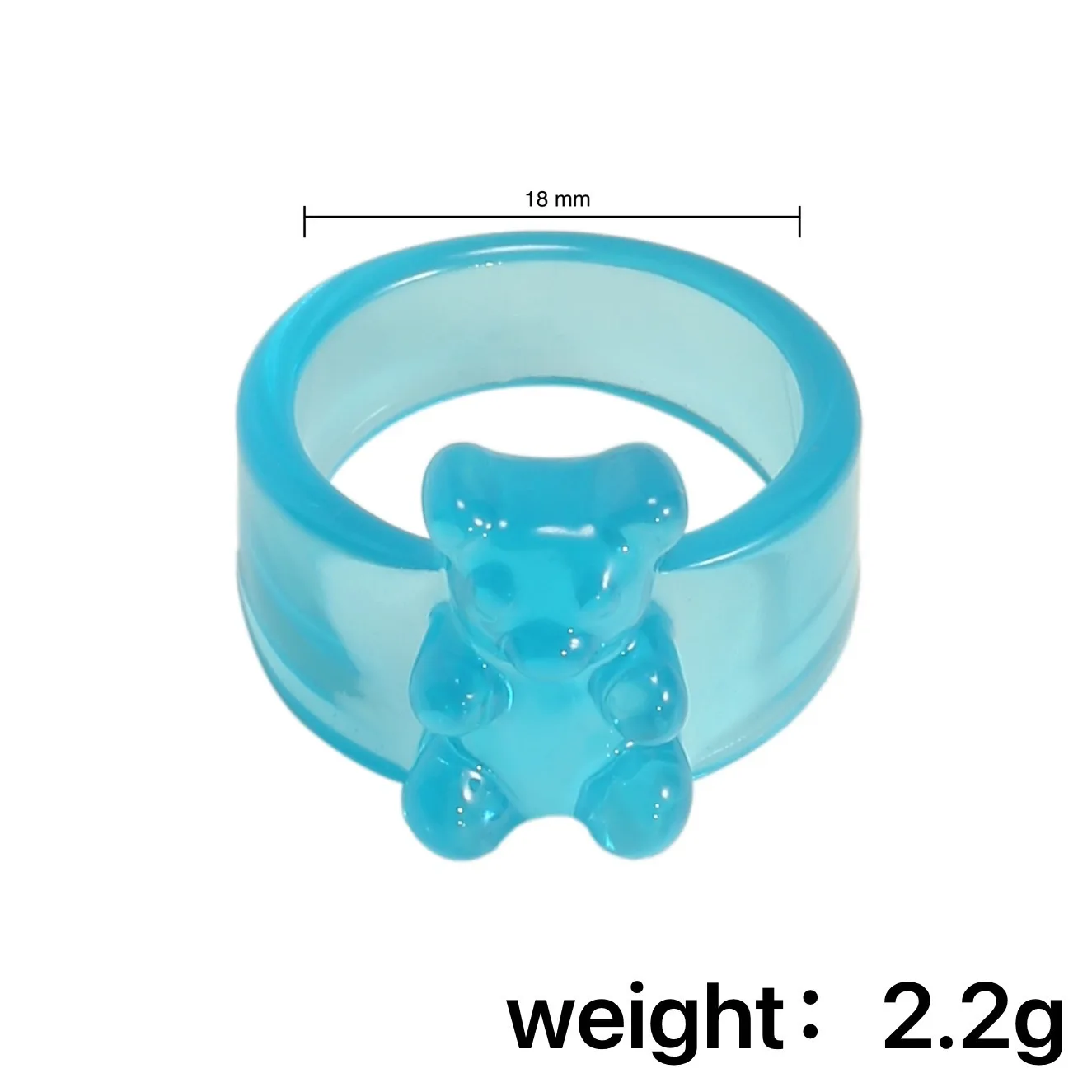 New Ring Rings for Women Girls Summer Cartoon Bear Resin Transparent Charm Fashion Korean Jewelry Party Accessories 2022 Gifts |