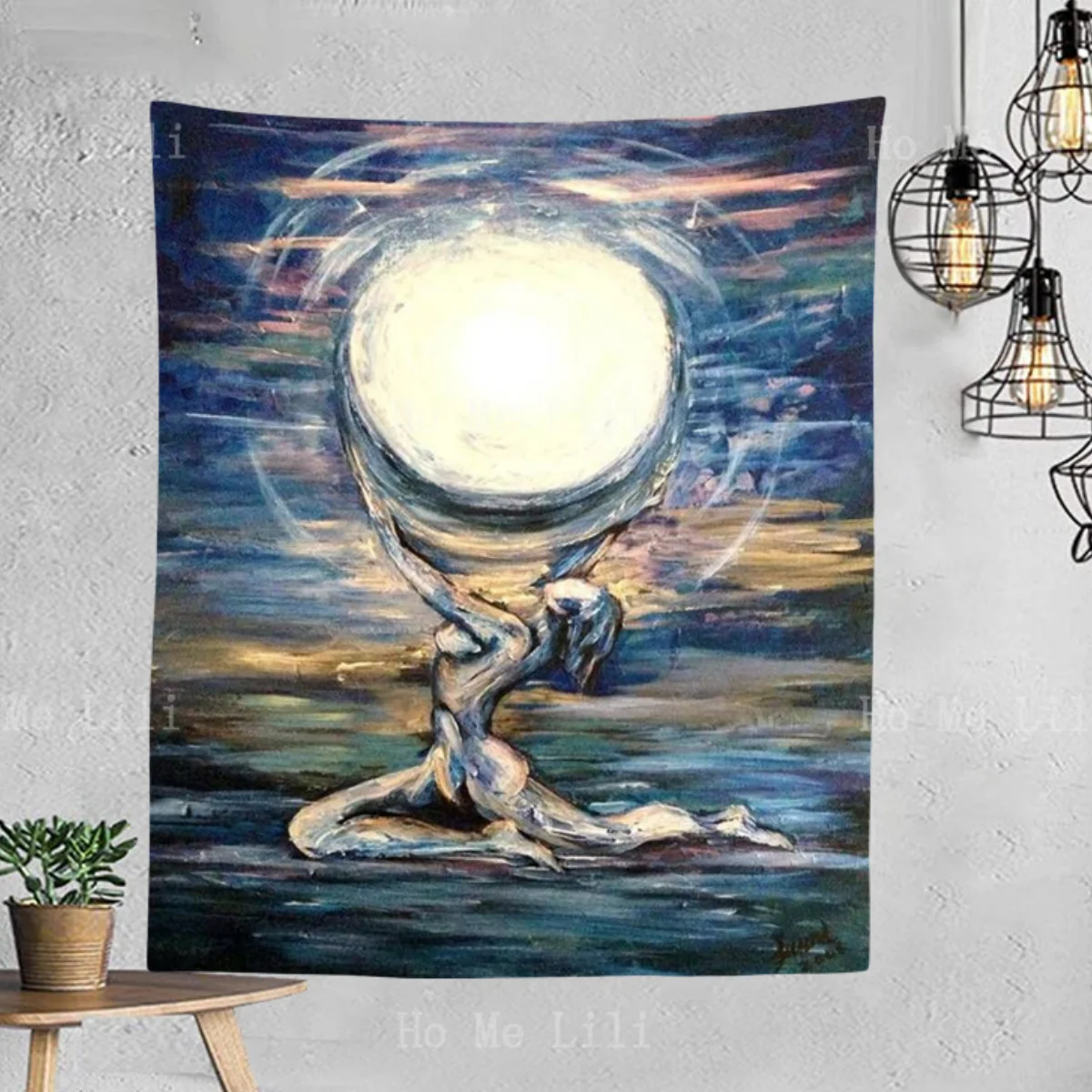 Спиральная Луна богиня оригинальная акварельная картина гобелен от Ho Me Lili для