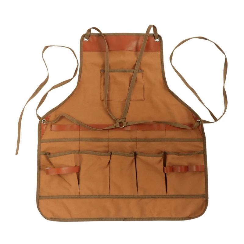 

A9LD BBQ Adjustable Apron with Pockets Work Aprons for Shop, Garden, Restaurant