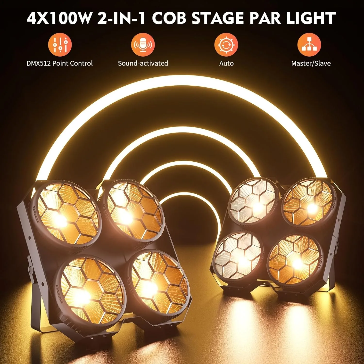 Фото Сценический светильник 4 Eyes COB LED 400W Bi-Color Audience Blinder DMX512, профессиональное сценическое освещение для концертов, DJ-вечеринок, свадеб и шоу №3