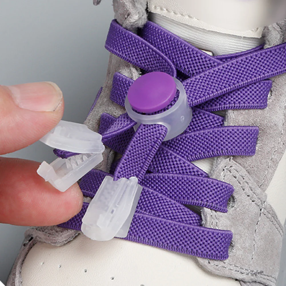 No Tie Shoe Laces Press Lock Shoelaces Without Ties Elastic Laces Sneaker Kids Adult Length 100cm Flat Shoelace For Shoes