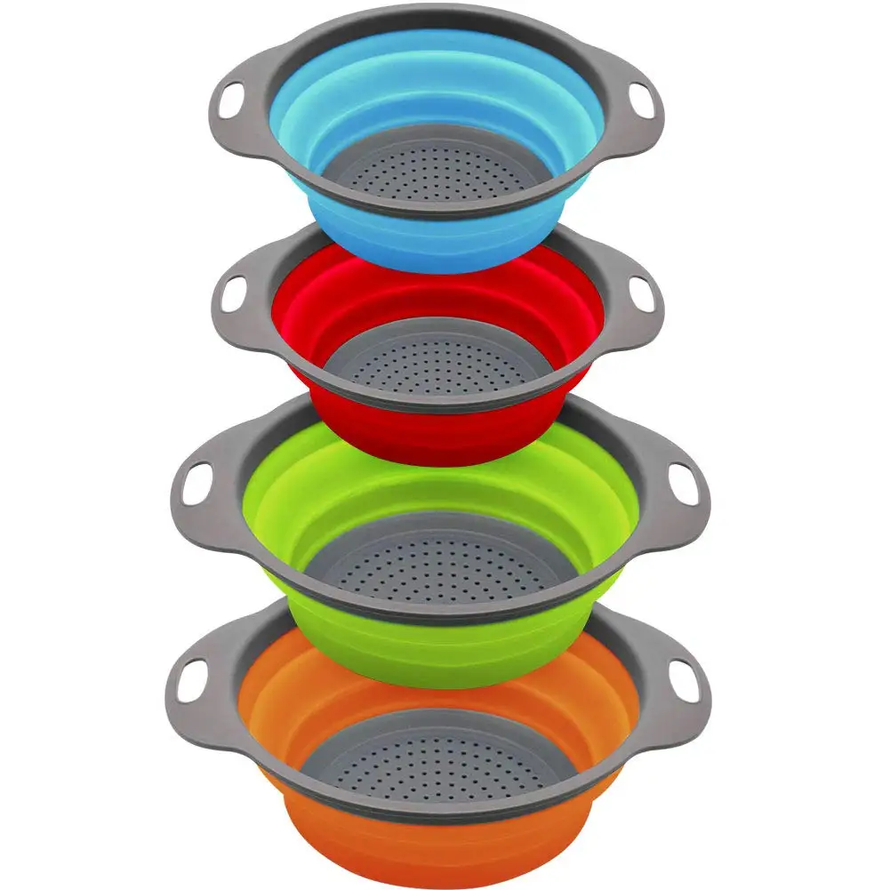 

Folding Round/Square Space-save Silicone Drain Basket Fruit Vegetable Washing Basket Strainer Collapsible Drainer Kitchen Tool
