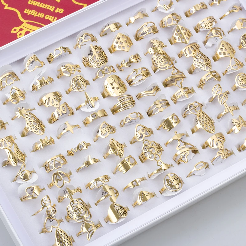 100 шт., кольца для мужчин и женщин, из нержавеющей стали 100 шт., кольца для мужчин и женщин, из нержавеющей стали