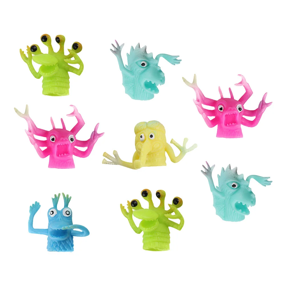 

8 Pcs Elasticity Puppet Gloves Toddler Animal Toys Hand Puppets Tpr Kids Finger Dolls