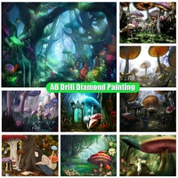 diy ab alice in wonderland forest mushroom tree full disney diamond painting kits art cartoon paint by diamond embroidery ll92