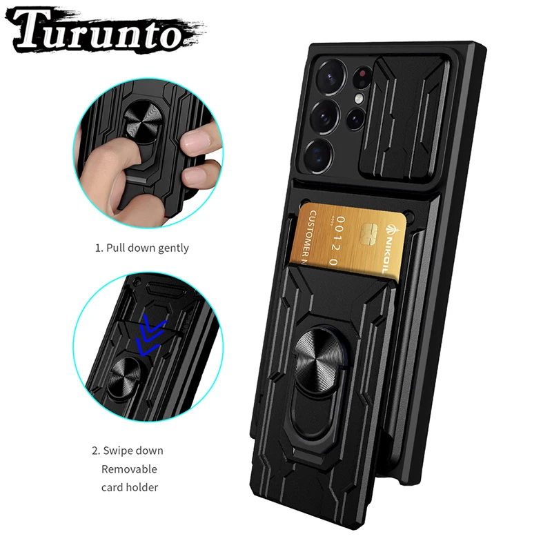 

Luxury Shockproof Armor Case For Samsung S23 Ultra S22 S21 Plus S20 FE Card Slot Phone Cover For Galaxy A51 A71 A33 A73 A03S A13