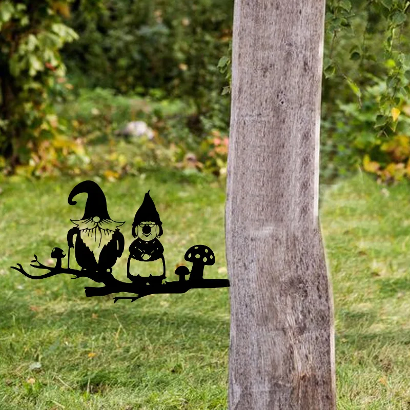 Гном Декоративное Металлическое Дерево Сад Художественная Металлическая