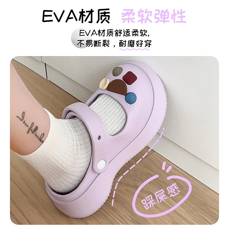2023 New Close Toe Shoes for Women Summer Slippers with Thick Sole and Feet Feeling Cool Slippers for Women External Wear