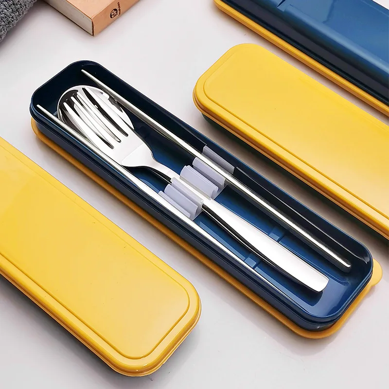 

304 Stainless Steel Chopsticks Spoon Fork Dinnerware Sets with Case Portable Travel Cutlery Set Tableware Kitchen Utensils
