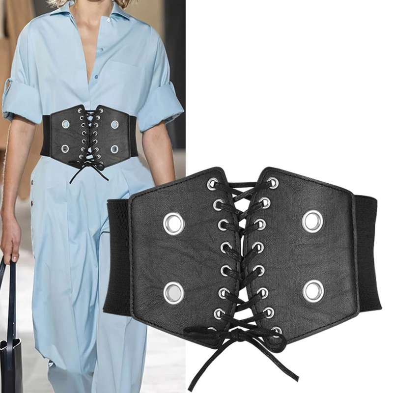 

Adjustable Girl Lift Up Waist Corset Wide PU Leather Punk Women Waistband