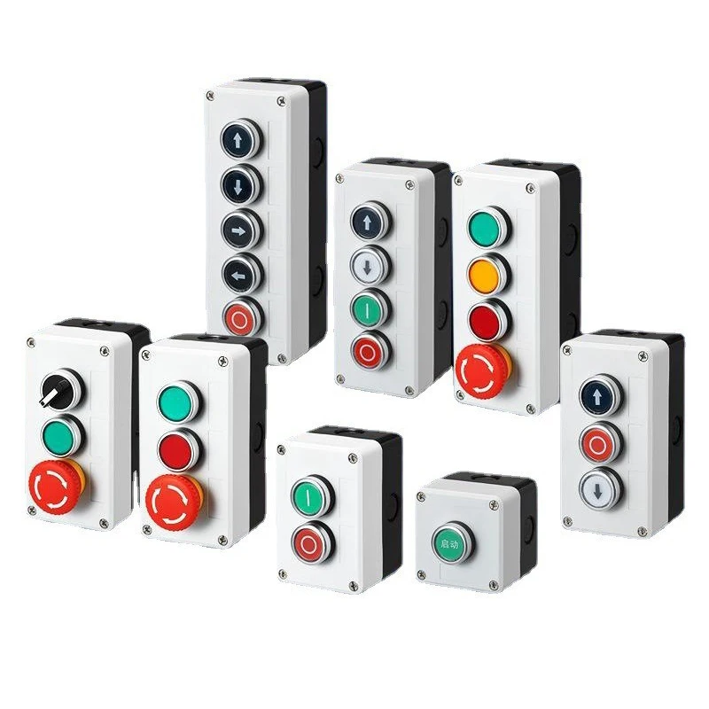 

Plastic Push Button Switch Control Box Self-reset Start Button Knob Waterproof Electrical Industrial Emergency Stop Switch Case