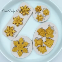 diy christmas snowflake silicone molds santa claus fondant cake decorating tools flowers sugarcraft chocolate clay candy molds