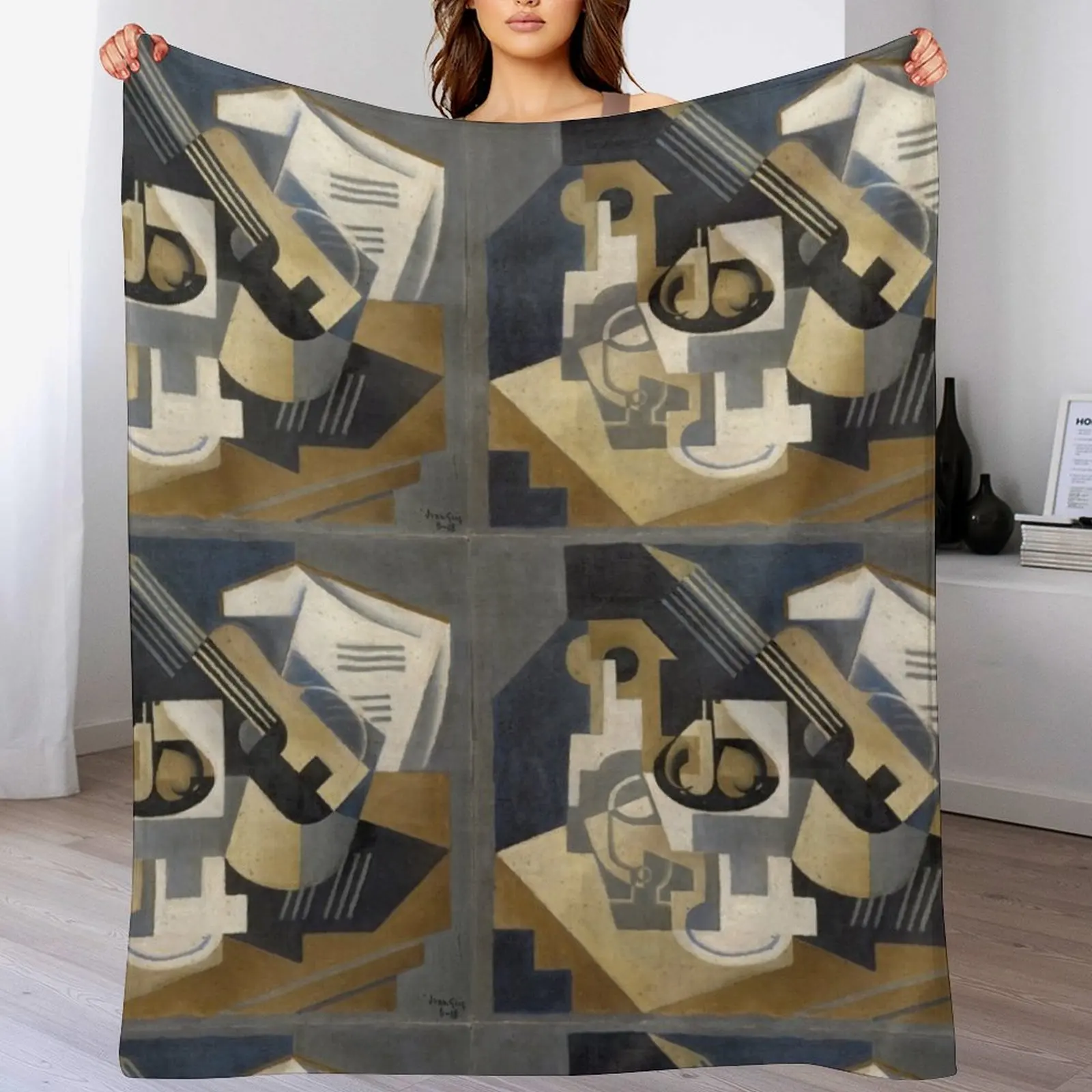 Juan Gris Чаша для гитары и фруктов на столе - Одеяло Большое одеяло декоративного