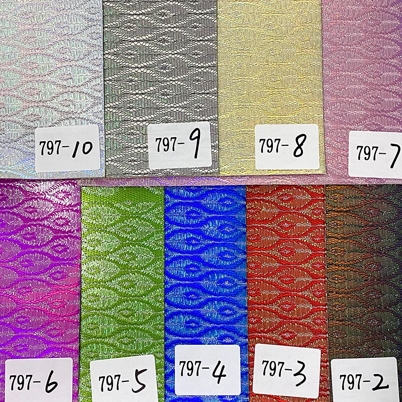 

XHT-797 Unique PU Holographic Lace Mesh Design Synthetic Leather Fabric Sheet For Making Shoe/Bag/Wallpaper/Wallet/Clothing