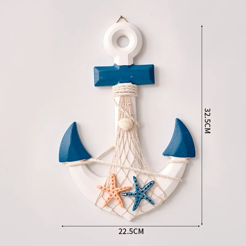 

Деревянный якорь MOONBIFFY 33 см синего цвета