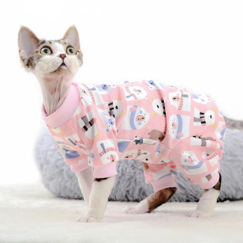 Весенняя одежда с изображением кота, толстовки с капюшоном с мультяшным  принтом, пижама с котом сфинкса, комбинезон, комбинезон Devon Rex, костюм  кошки для котят, маленьких собак | AliExpress