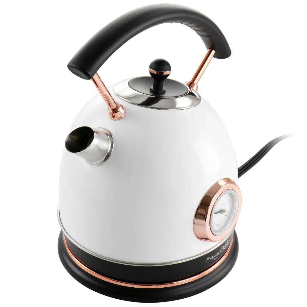 

Half Circle Electric Tea Kettle with Thermostat in White