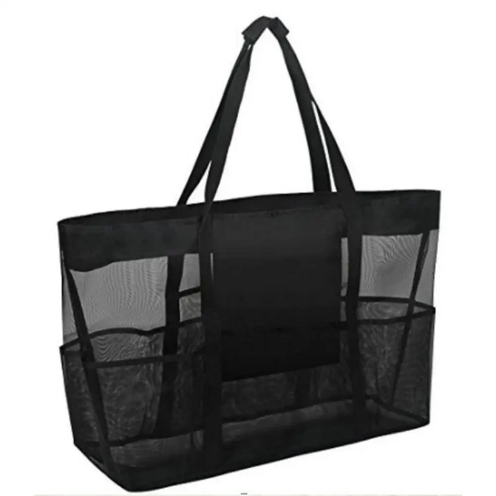 8 Pockets Mesh Beach Bag Multifunctional Portable Large Capacity Storage Tote Bag For Towels Glasses Toys
