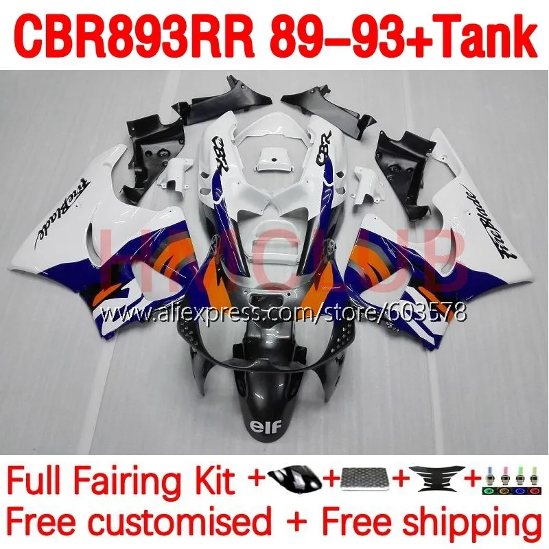 

+ Бак для HONDA CBR893RR CBR 893RR CBR900 893 CBR893 RR CC 89 90 91 92 93 1989 1990 1991 1992 1993 обтекатель 199No.8 белый глянцевый