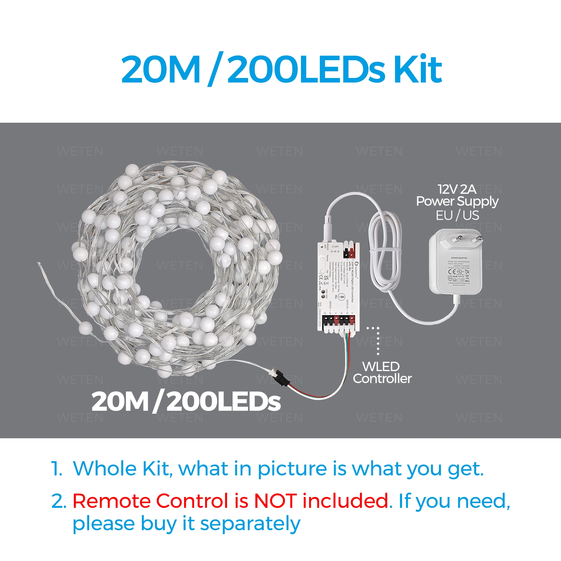 

WLED Smart WIFI RGBIC Светодиодная лента Водонепроницаемая уличная RGB лампа Синхронизация музыки Управление через приложение для Alexa Google Home 10 15 20 30 40 M