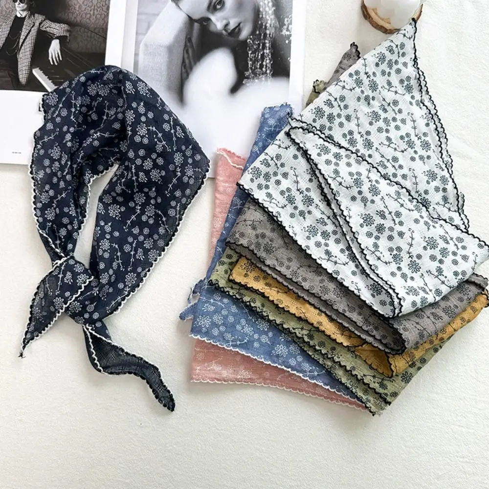 

Long Bandanas Shawl Neckerchief Headscarf Neck Tie Flower Print Scarf Korean Style Scarves Hair Band Triangle Scarf