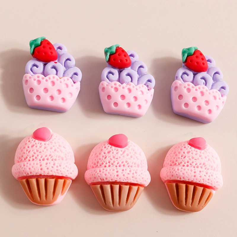 

10Pcs Cute Mini Cake Ice Cream Cupcake Flat Back Resin Cabochons Scrapbooking DIY Jewelry Craft Decoration Accessories
