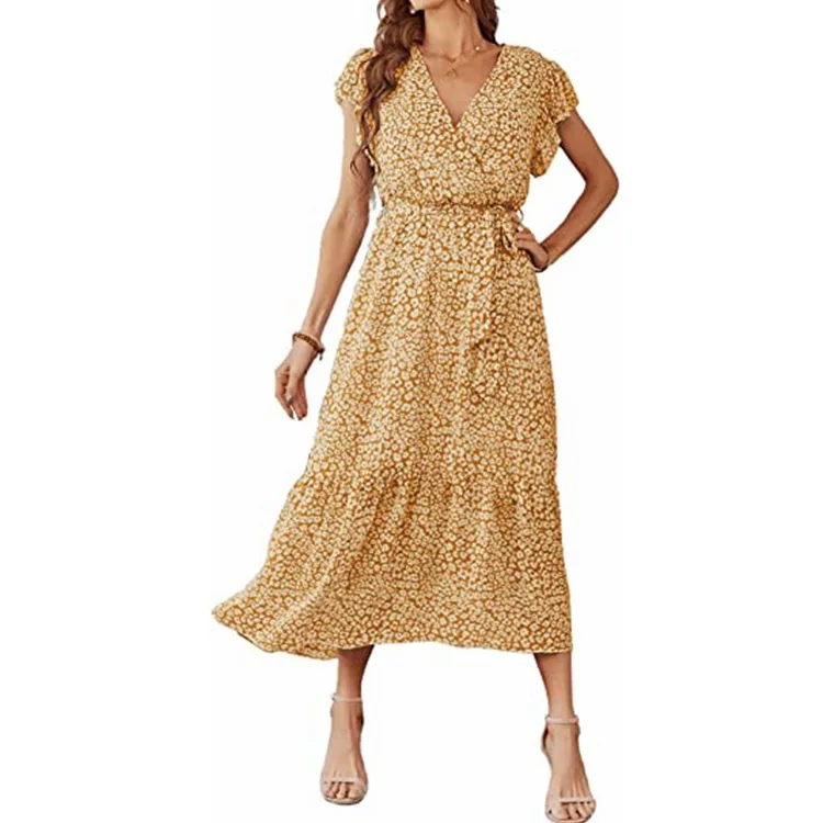 

2022 summer maternity V-neck short-sleeved A-line dress White