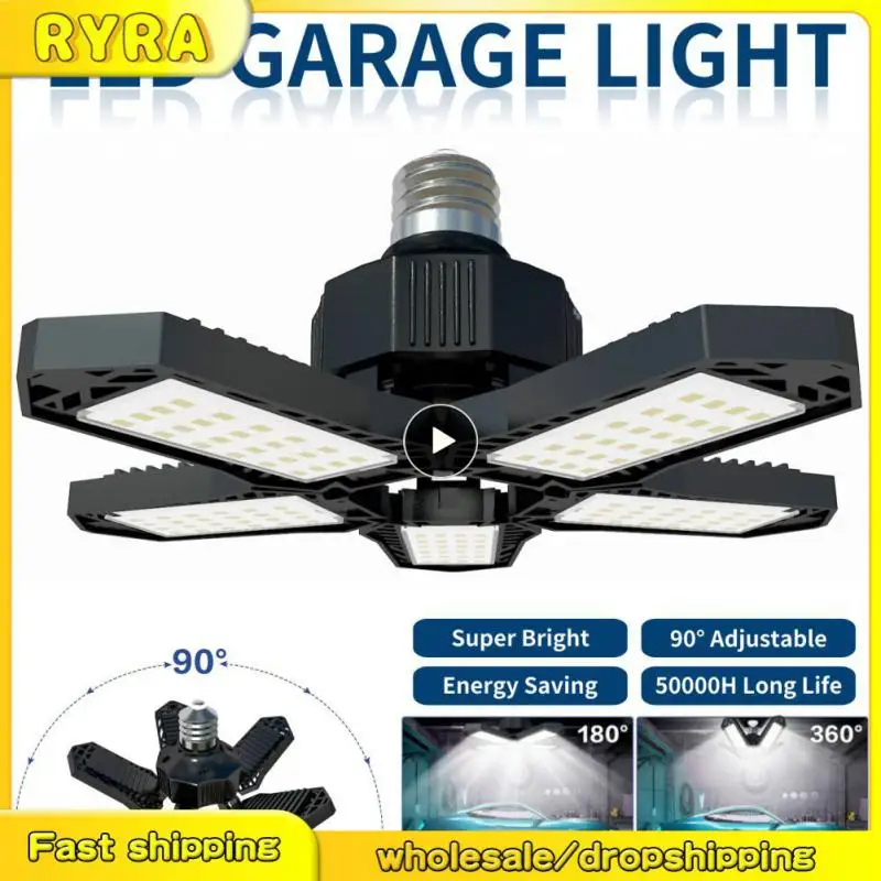 

Ceiling Light 100-265v Deformable Ceiling Shop Work Lamp Durable Led Garage Lights 5000 Lumen Bulb Home Fan Blade Bulb E26/e27